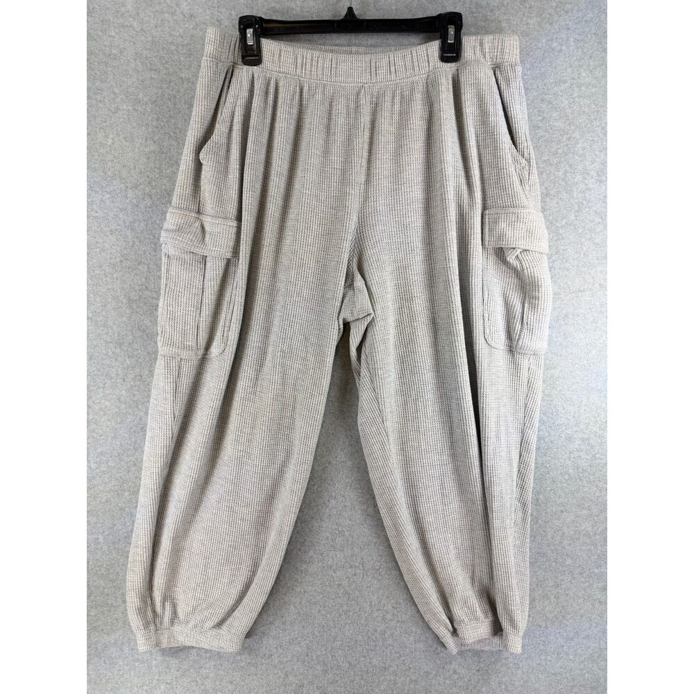 Aerie Women’s XL Gray Waffle Knit Cargo Jogger Lounge Pants 3698
